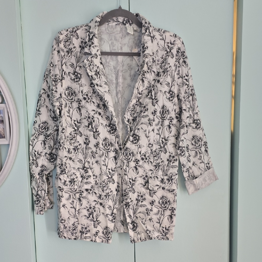 Joie Black and White Floral Blazer